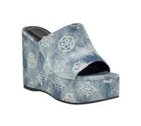 GUESS Sandales compensées Yenise pour femme, Bleu denim 420, 39 EU
