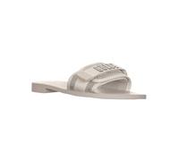 GUESS Sandales plates Elyze pour femme, Naturel clair/argenté 110, 41 EU