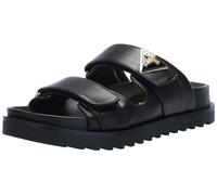 GUESS Sandales plates Fabula pour femme, Noir 001, 35 EU