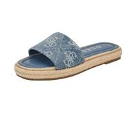 GUESS Sandales plates Katic pour femme, Logo denim bleu moyen 420, 40 EU