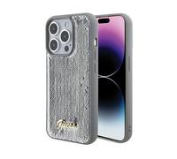 Guess Sequin Script Metal - Coque pour iPhone 15 Pro Max (Argent)