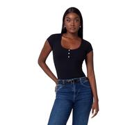 Guess Short Sleeve Karlee Jewel Henley Chemise, Noir Profond, Taille XS Femme