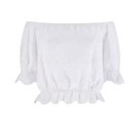 Guess - Shoulder Off Embroi Top - Femme - Blouses et Chemises - Blanc - Taille: 44 FR