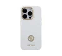 Guess Silicone Logo Strass 4G, Blanc - iPhone 15