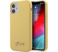 Guess Silicone Métal Logo pour Apple iPhone 12 Mini Jaune