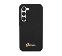Guess GUHCS23MSLSMK Coque en Silicone pour Samsung S23+ S916 Noir avec Logo doré