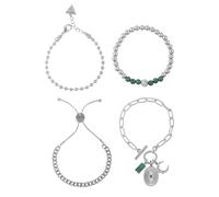 GUESS Silvertone Lot de 4 bracelets mixtes pour femme