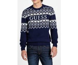 GUESS Ski Cn Jacquard Swtr Smart Blue Taille: L | Pulls Outlet | Homme | Bleu