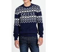 GUESS Ski Cn Jacquard Swtr Smart Blue Taille: S | Pulls Outlet | Homme | Bleu