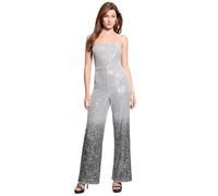 GUESS Sleeveles Gini Sequin Jumpsuit Combinaison, Argent, Multicolore, S Femmes