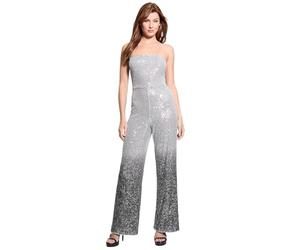 GUESS Sleeveles Gini Sequin Jumpsuit Combinaison, Argent, Multicolore, S Femmes