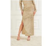 GUESS Sparkle The Dark Fantasy Gold Maxi Skirt Sequins Taille: L | Jupes longues Outlet | Femme | Jaune