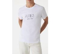 GUESS Ss Cn Sprayed Flock Pure White Taille: M | T-Shirts Outlet | Homme | Blanche