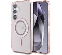 Guess Strass imprimé Logo classique MagSafe Samsung Galaxy S25 rose