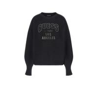GUESS Sweat-shirt 'Ls Cn Leighton' gris clair / noir, Taille S