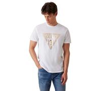 GUESS T-shirt à logo triangle Eco Chain pour homme, blanc pur, XX-Large