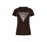 Guess - Zebra Triangle Tee - Femme - Tops - Brun - Taille: 42 FR