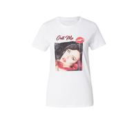 GUESS T-shirt 'CALL ME EASY' gris clair / rouge sang / noir / blanc, Taille M