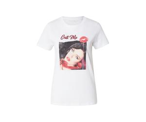 GUESS T-shirt 'CALL ME EASY' gris clair / rouge sang / noir / blanc, Taille XXL
