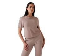 GUESS T-shirt court Eco Britney pour femme, Taupe chic, Taille S