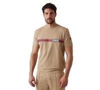 GUESS Men's Eco Jamey T-Shirt, 4G AOP Beige Blanco, S