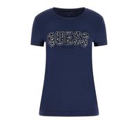 Guess T-shirt écologique manches courtes dentelle avec logo femme bleu marine/argent Taille S