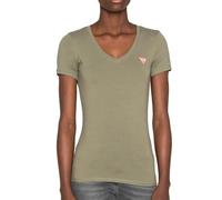 GUESS T-Shirt Kaki Femme Mini Triangle