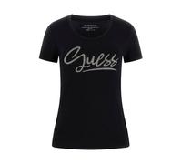 Guess - T-shirt en coton à manches courtes et col rond - Femme - Tops - Noir - Taille: 36 FR