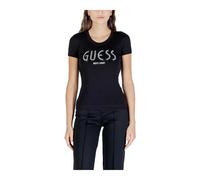 Guess - T-shirt Noir Imprimé à Manches Courtes - Femme - Tops - Noir - Taille: 36 FR