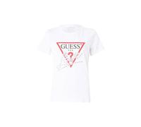 GUESS T-shirt pour femme, logo triangulaire, manches courtes, blanc, blanc, M