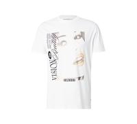 GUESS T-Shirt ' VISION IS REALITY' beige / noir / blanc, Taille XL