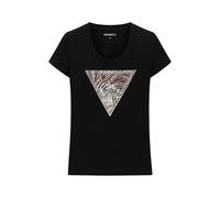 Guess - Zebra Triangle Tee - Femme - Tops - Noir - Taille: 40 FR