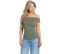 GUESS Haut Eco Charlotte à épaules dénudées pour femme, Plante verte, Taille L