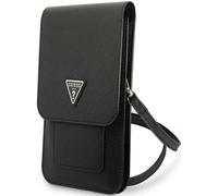 Guess Wallet Saffiano Triangle Logo Phone Bag (Noir) - 3666339050498