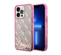 Guess Translucent Case GUHCP14XLC4PSGP Rose Hard Liquid Glitter 4G pour iPhone 14 Pro Max 6.7 pouces