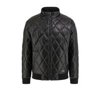 GUESS Veste matelassée en cuir synthétique pour homme, Noir de corbeau, M