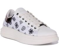 GUESS Vibo 4G Gunmetal Lacet Femmes Baskets Blanc Argent UK 3 - 8