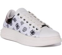 GUESS Vibo 4G Gunmetal Lacet Femmes Baskets Blanc Argent UK 3 - 8