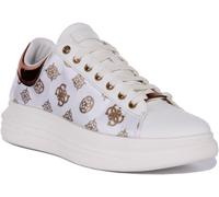 Guess Vibo Baskets À Lacets Pour Femmes En Blanc Argent Taille UK 3 - 8