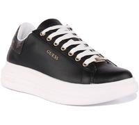 GUESS Vibo Cuir Véritable Semelle Épaisse Baskets à Lacets Noir Femmes UK 3 - 8