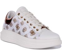 GUESS Vibo Femme à Lacets Décontracté Baskets en Blanc Bronze Taille UK 3- 8