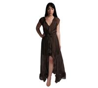 Guess Maelys Ruffled Short Sleeve Long Dress Marron XS Femme