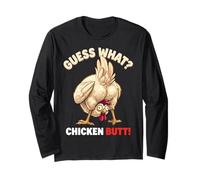 Guess What Chicken Butt Funny Chicken Men Women Kids Manche Longue