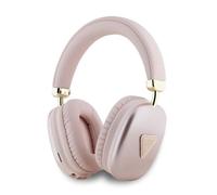 Guess Wireless Headphones Saffiano PU Leather with Metallic Triangle Logo Pink - GUBHK1SATSP