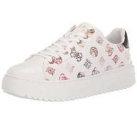 GUESS Women's Denesa Sneaker, White Multi Logo 140, 9.5