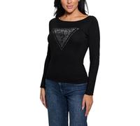 GUESS Women's Eco Long Sleeve Triangle Logo Eliza Sweater, Dove White