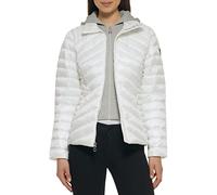 GUESS Women's Lightweight Puffer Jacket Manteau Alternatif en Duvet, Matelassé Blanc, L Femme
