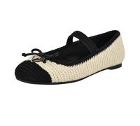 Guess Women's MAYSA Ballet Flat, White/Black Knit 150, 5