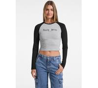Guess Women's Raglan Baby Tee Noir de jais 10 (S) Female
