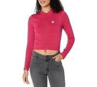 GUESS Women's Rib-Seamless Full Zip Crop Top, Private Purple
